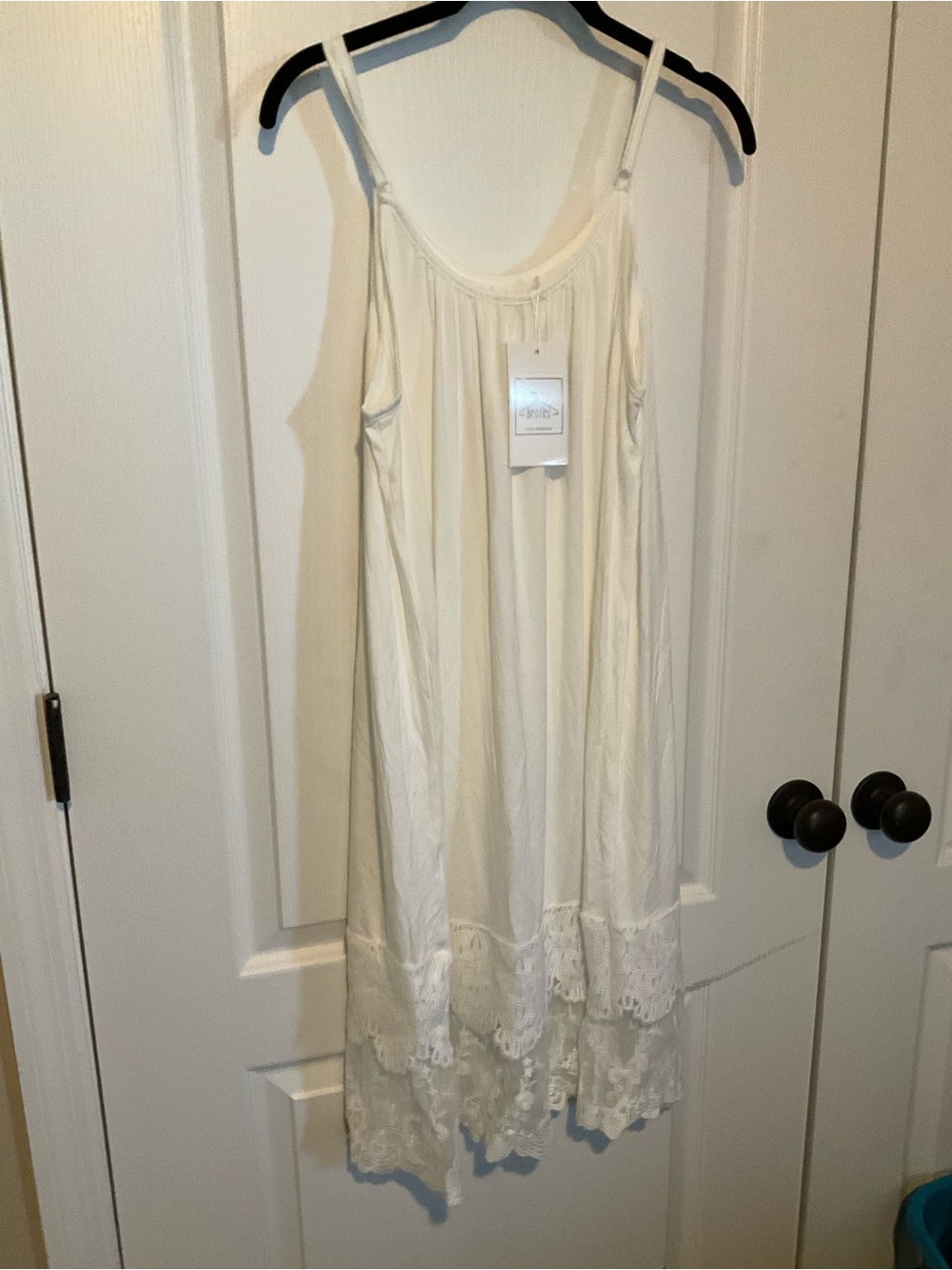 Women's Cream Lace-Trim Slip Dress